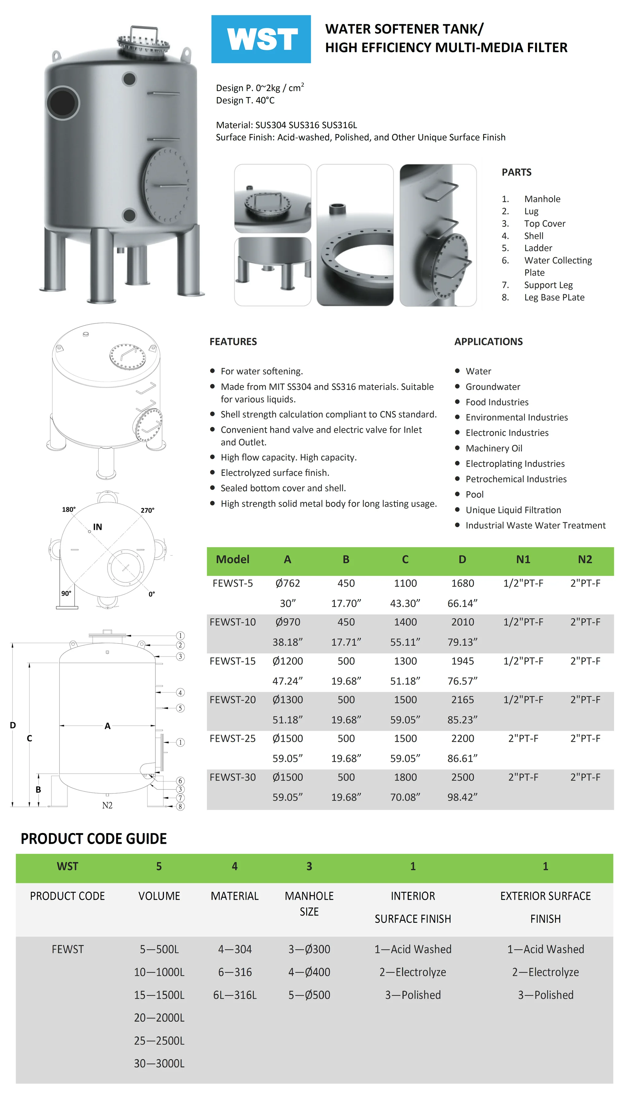 Water Softener Tank / High Efficiency Multi-Media Filter